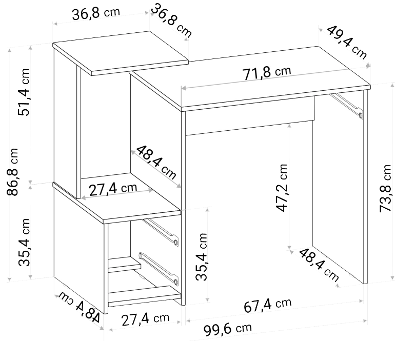 Стол компьютерный Джаз-24, правый, дуб сонома
