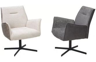 Стул-кресло Belfast, поворотное, XD841-16 серый, букле, Gino-457 серый, ткань, черный