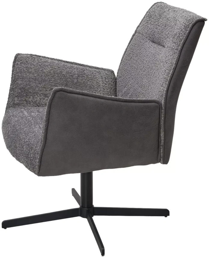Стул-кресло Belfast, поворотное, XD841-16 серый, букле, Gino-457 серый, ткань, черный