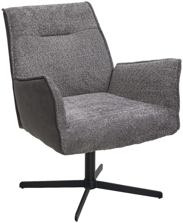Стул-кресло Belfast, поворотное, XD841-16 серый, букле, Gino-457 серый, ткань, черный
