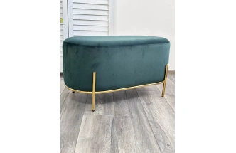 Пуф Zen, Bluvel-78 зеленый, велюр / золотой каркас