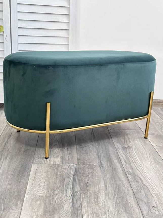 Пуф Zen, Bluvel-78 зеленый, велюр / золотой каркас