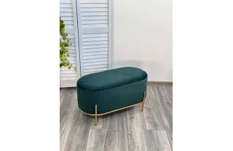 Пуф Zen, Bluvel-78 зеленый, велюр / золотой каркас