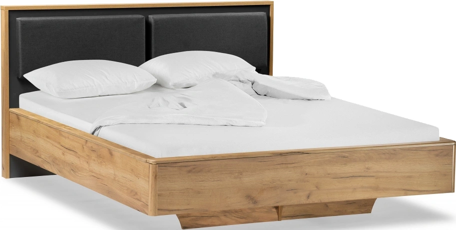 Полутороспальная кровать Клауд, 140x200, парящая, дуб крафт золотой / антрацит