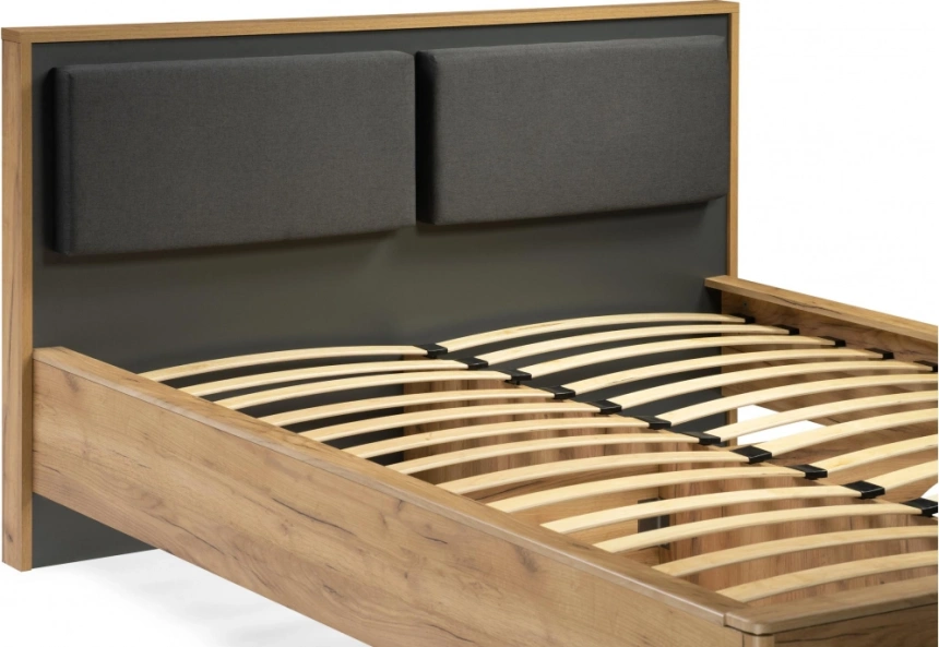 Полутороспальная кровать Клауд, 140x200, парящая, дуб крафт золотой / антрацит