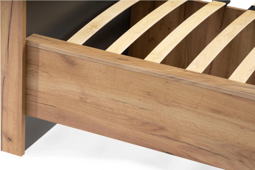 Полутороспальная кровать Клауд, 140x200, парящая, дуб крафт золотой / антрацит