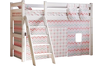 Полувысокая детская кровать Соня-6, с наклонной лестницей, белый