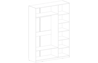 Шкаф трехдверный Глазго, распашной с зеркалом, металл бруклин / таксония