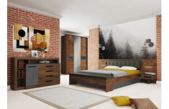 Шкаф трехдверный Глазго, распашной с зеркалом, металл бруклин / таксония