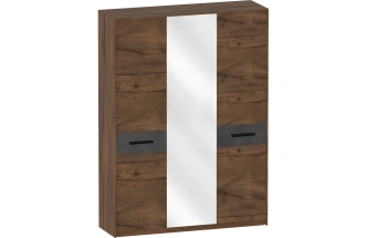 Шкаф трехдверный Глазго, распашной с зеркалом, металл бруклин / таксония