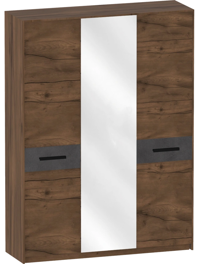 Шкаф трехдверный Глазго, распашной с зеркалом, металл бруклин / таксония