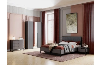 Комод Нора, с тремя ящиками, металл бруклин / графит