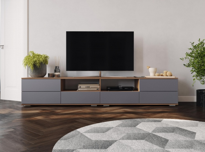 Тумба под ТВ Маллоу, дуб вотан / графит софт