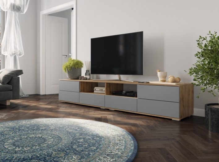 Тумба под ТВ Маллоу, дуб вотан / графит софт