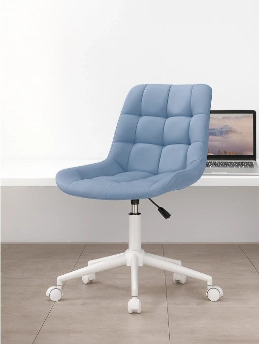 Офисный стул Честер, на колесиках, голубой / белый