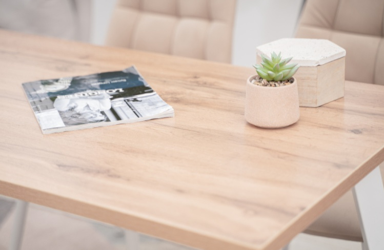 Кухонный стол Тринити Лофт, 120x60, ЛДСП, дуб делано светлый, каркас матовый белый