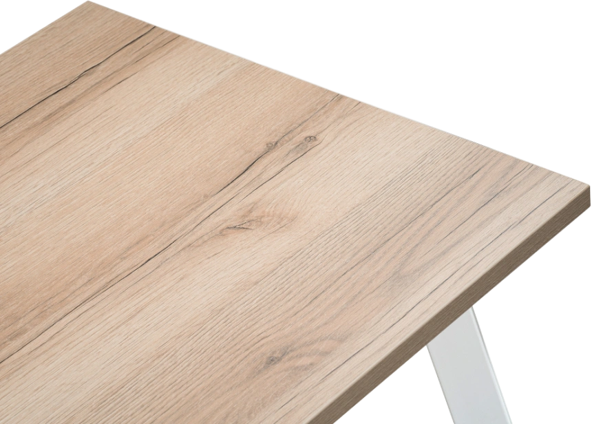 Кухонный стол Тринити Лофт, 120x60, ЛДСП, дуб делано светлый, каркас матовый белый