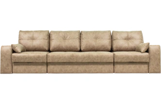 Диван прямой Остин 3, Ткань Buffalo latte, Декор Рамух белый