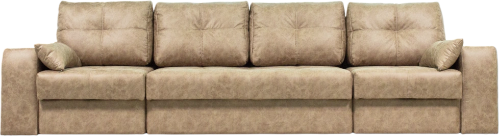 Диван прямой Остин 3, Ткань Buffalo latte, Декор Рамух белый