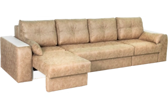 Диван прямой Остин 3, Ткань Buffalo latte, Декор Рамух белый