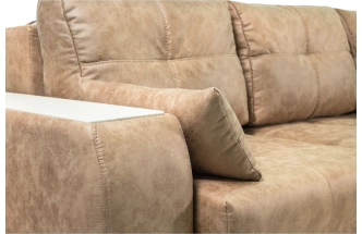 Диван прямой Остин 3, Ткань Buffalo latte, Декор Рамух белый