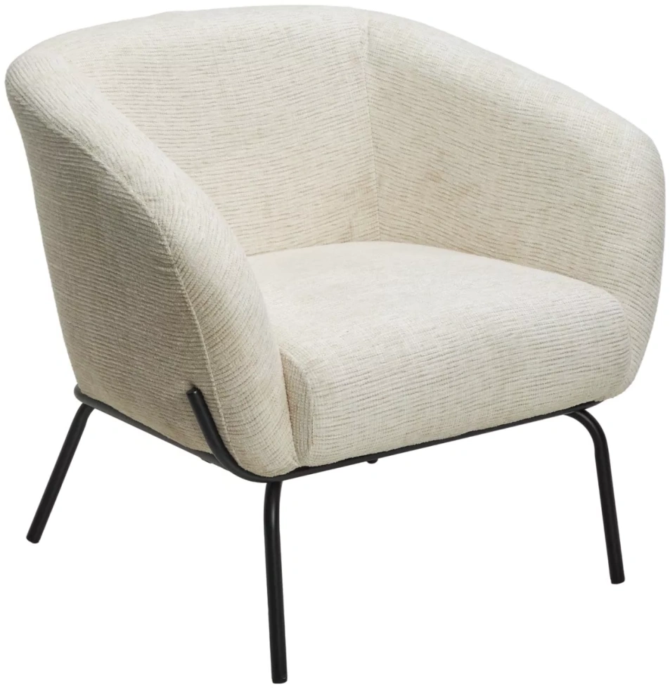 Стул-кресло Harper, Modica-040 бежево-белый, ткань, черный каркас