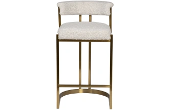 Барный стул GY-08216, букле, бежевый / матовое золото