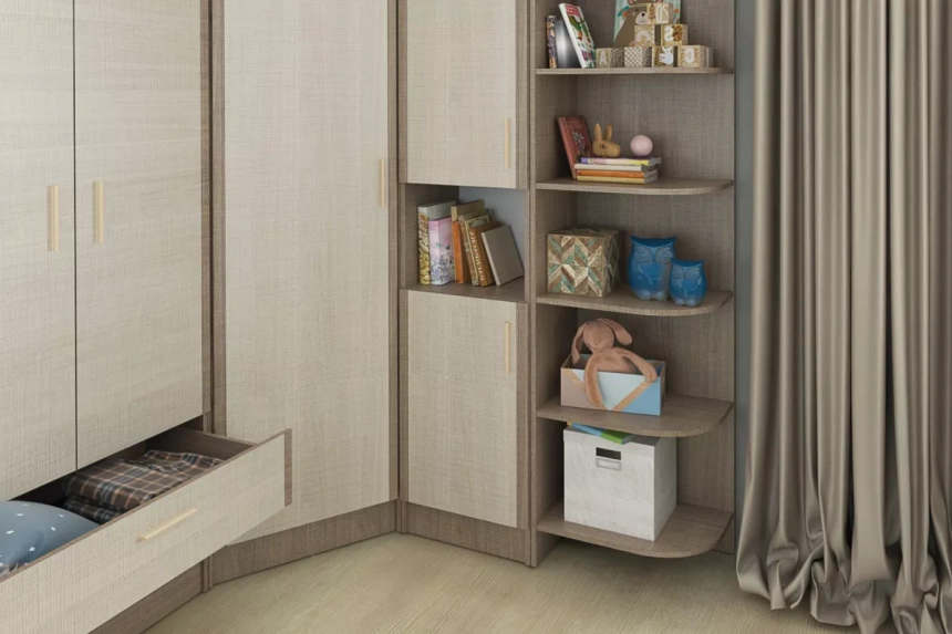 Стеллаж угловой Юта, Крослайн карамель