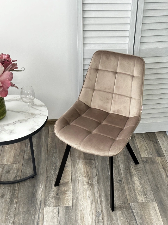 Стул Corn, мягкий, поворотный, G062-13 кварцевый, велюр, черный каркас