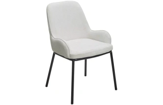 Стул Brio, мягкий, Cato-01 белый, фактурная ткань, черный каркас