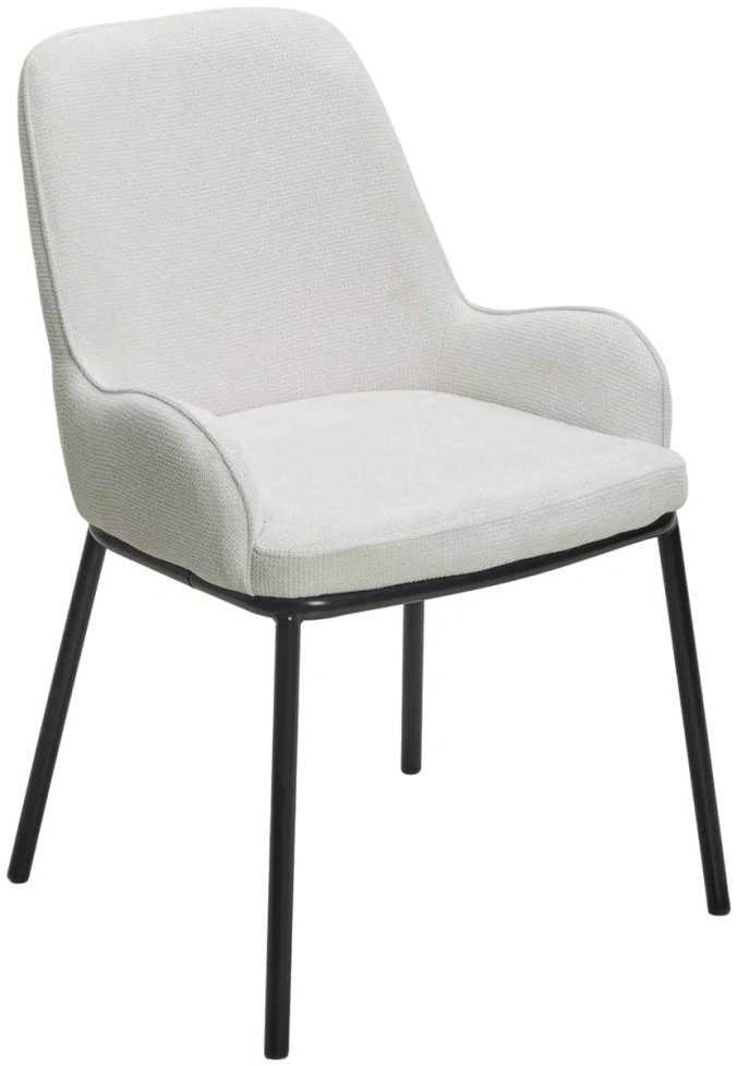 Стул Brio, мягкий, Cato-01 белый, фактурная ткань, черный каркас