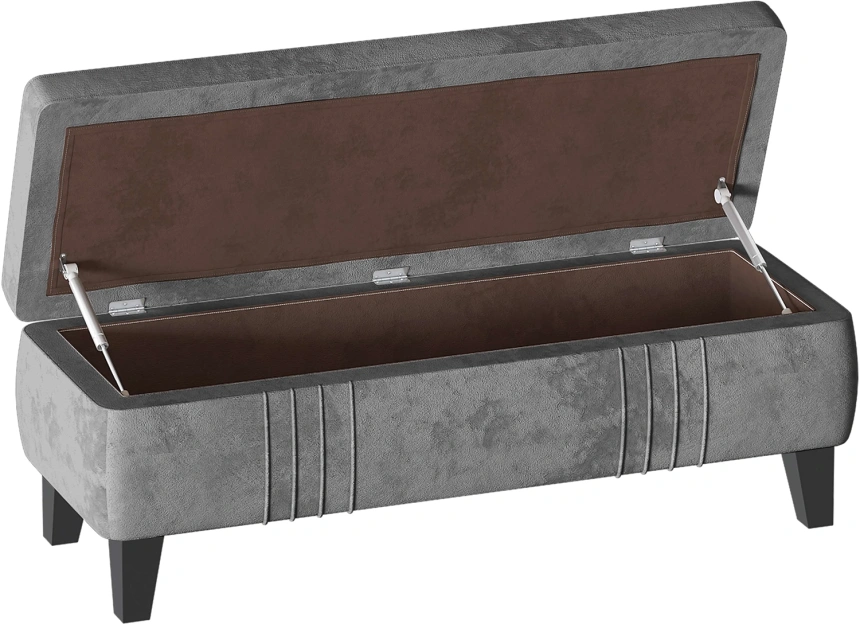 Банкетка Севилья, мягкая, с ящиком, тиффани серый