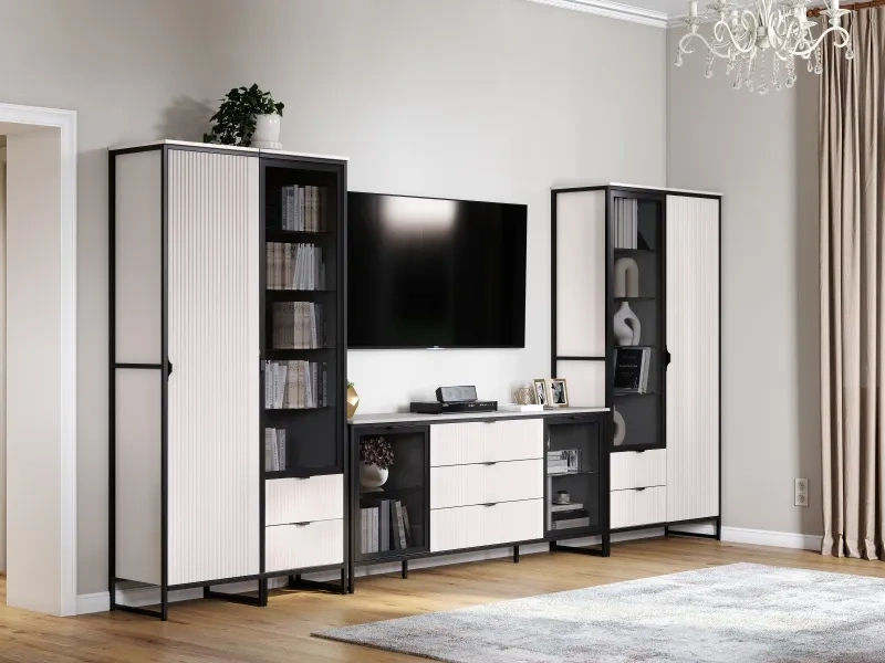 Шкаф однодверный Нора, с ящиками, металл бруклин / персидский жемчуг