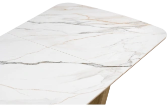 Кухонный обеденный раздвижной стол Петир, 120(160), керамика, gilt white, каркас дуб монтана