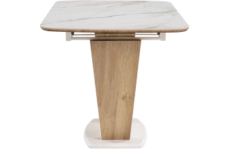 Кухонный обеденный раздвижной стол Петир, 120(160), керамика, gilt white, каркас дуб монтана