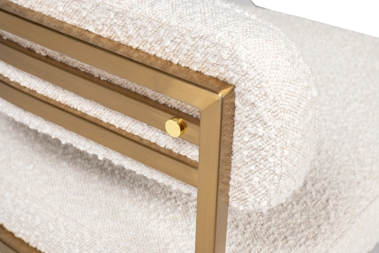 Стул GY-08504, мягкий, букле, бежевый / матовое золото