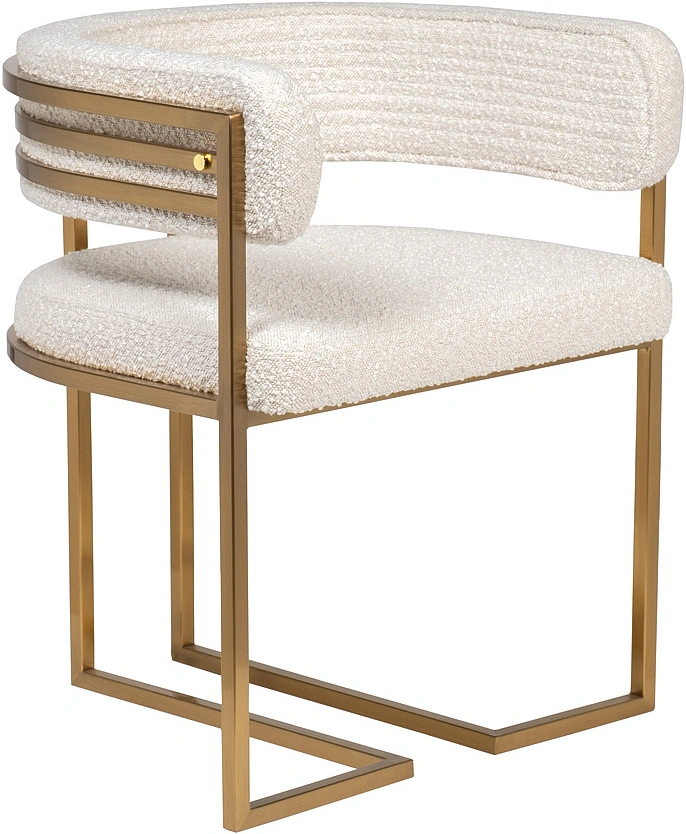 Стул GY-08504, мягкий, букле, бежевый / матовое золото