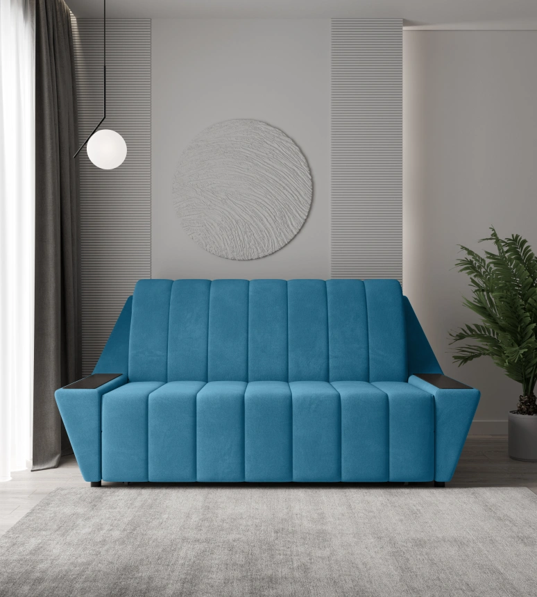 ​Диван прямой Канзас 160, модель 065, Maxx 754 (синий) / венге
