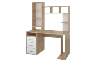 Стол компьютерный Мика, с надстройкой Дуб сонома/Белый