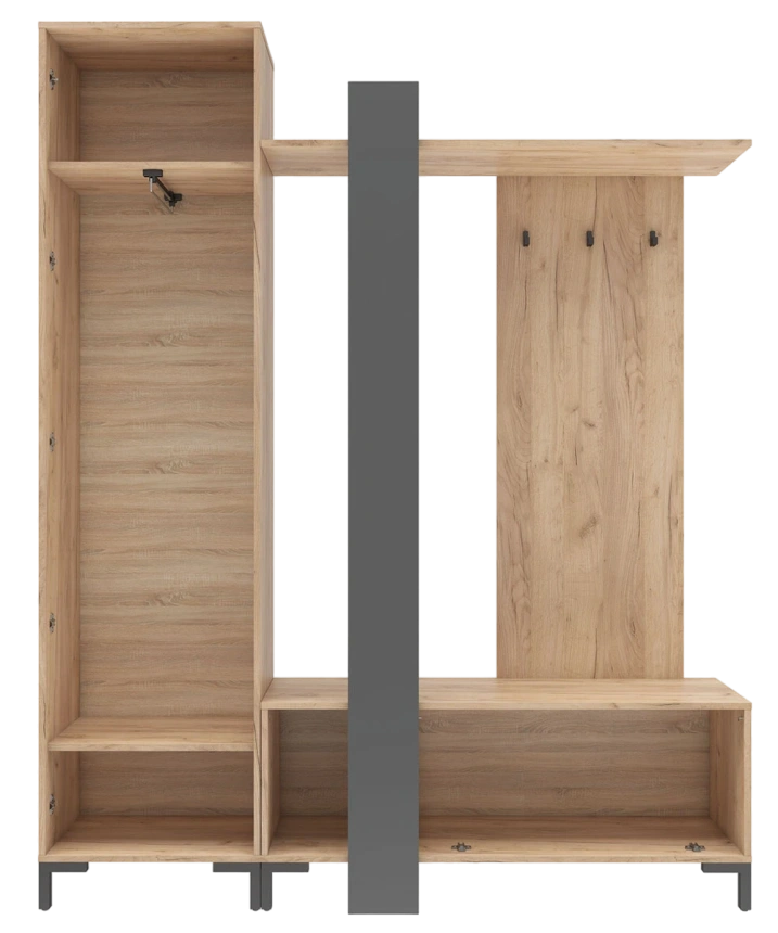 Прихожая Паола, Дуб Крафт золотой / Угольный камень