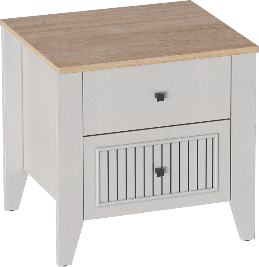 Тумба прикроватная Валенсия, с ящиками, персидский жемчуг / дуб натуральный светлый