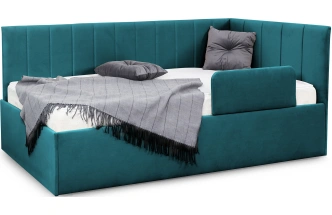 Кровать односпальная Хеппи-2, мягкая, велюр Мора океан