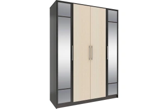 Шкаф четырехдверный Элиза, распашной с зеркалом, Венге/Дуб молочный