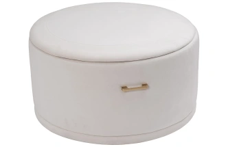 Журнальный стол GY-08549 с пуфом, 84.5x84.5x47, стекло, прозрачный / золото