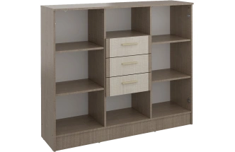 Комод Юта, с полками и ящиками, Крослайн карамель / Латте