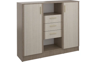 Комод Юта, с полками и ящиками, Крослайн карамель / Латте