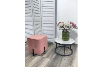 Пуф Феликс, квадратный, розовый #15, велюр / черный каркас