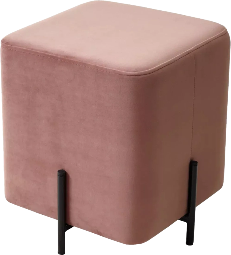 Пуф Феликс, квадратный, розовый #15, велюр / черный каркас