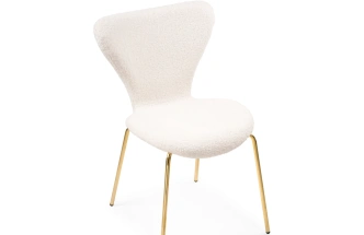 Стул на металлокаркасе Solo, мягкий, букле белый / золотой