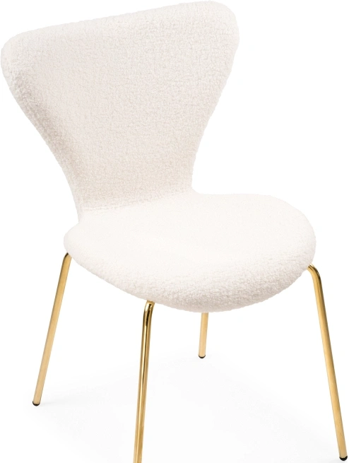 Стул на металлокаркасе Solo, мягкий, букле белый / золотой